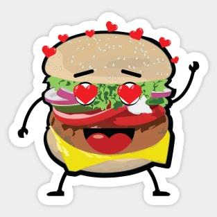 Lovely Burger Greeting - Funny Character Illustration Sticker